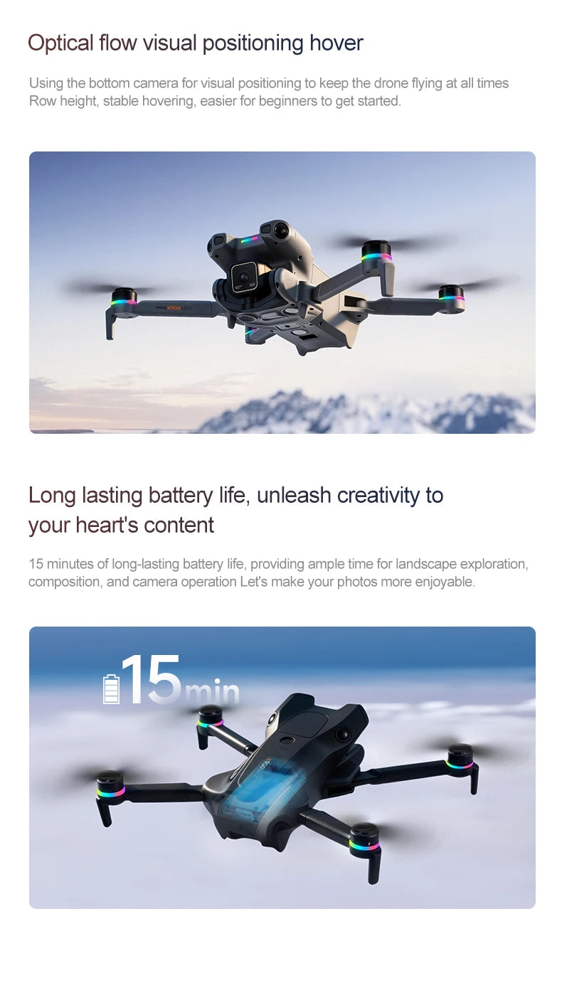 K900 MAX 8K Professional Drone with Dual Camera WiFi FPV Aerial Photography 360° Obstacle Avoidance Quadcopter airdrop Drone Toy