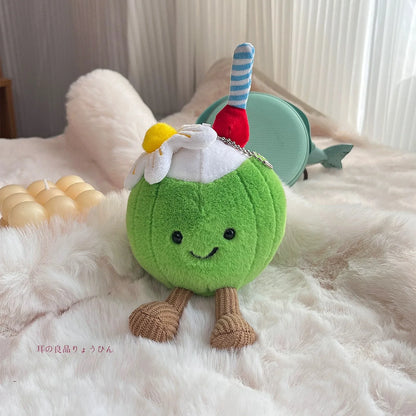 JC Kawaii Food Plush Pendant Coffee Cake Toys Soft Stuffed Food Shaped Fluffy Cuddly Gift for Kids Birthday Xmas Home Bag Decor