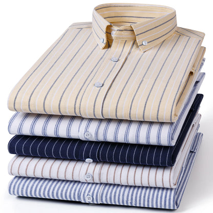 New in Tops Pure Cotton Oxford Plaid Striped Shirts For Men Long Sleeve Classic Business Formal Slim Fit Casual Designer Clothes
