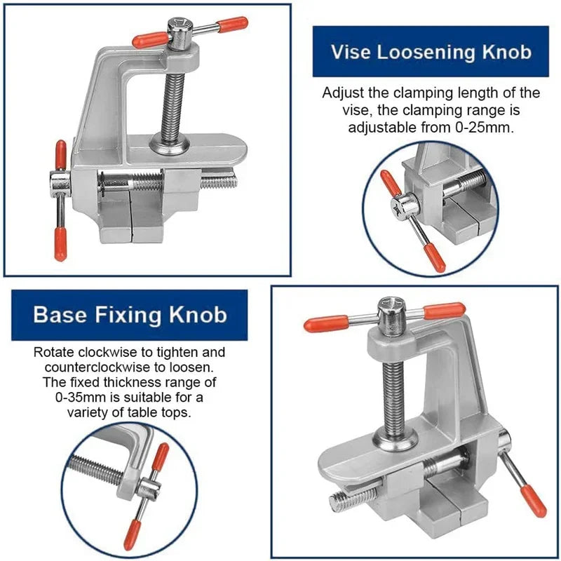 Mini Bench Vise Muliti-Funcational 3.5&quot Aluminum Miniature Small Jewelers Hobby Clamp On Table Flat Pliers Tool Vice