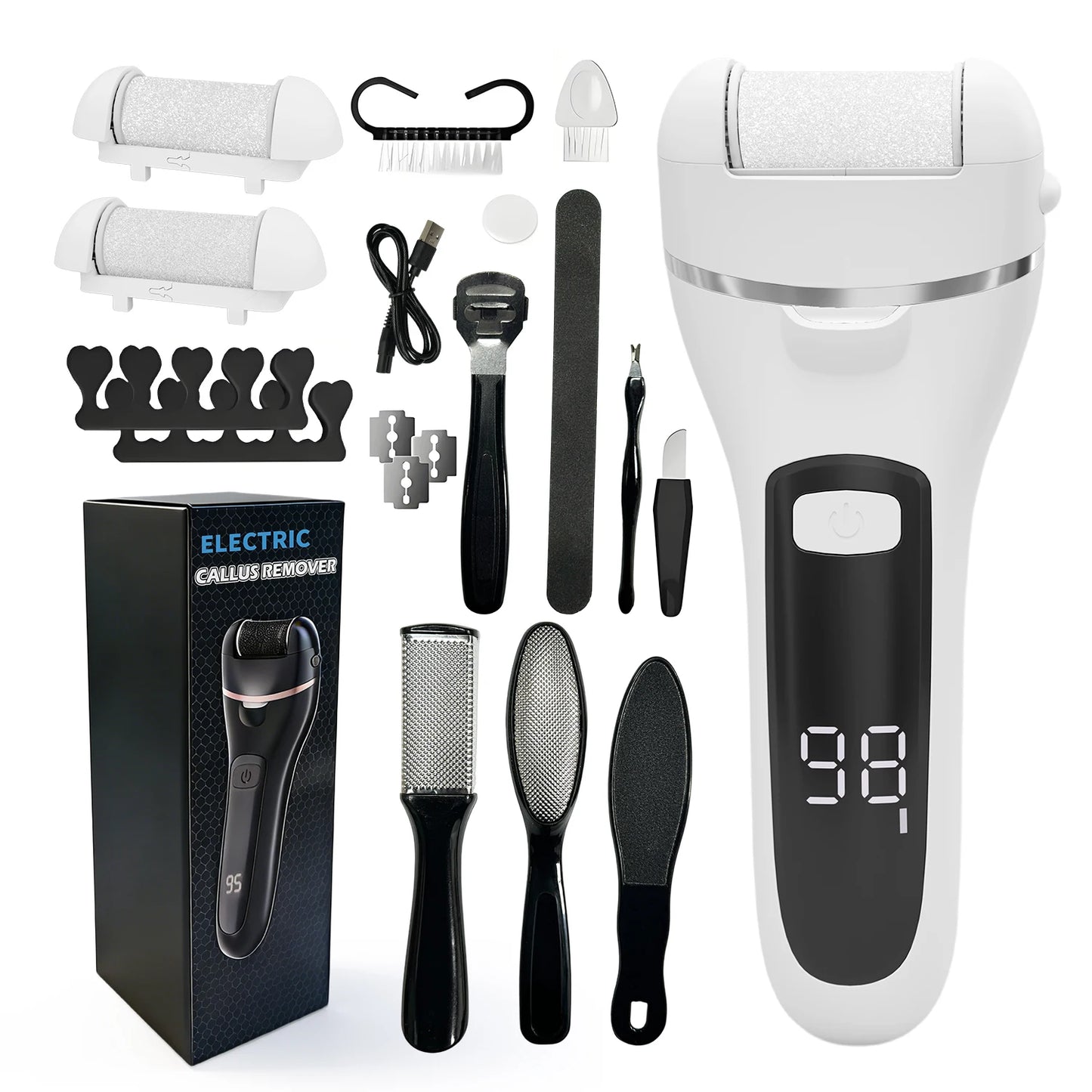19-in-1 Portable USB Rechargeable Electric Callus Remover Pedicure Tool Set - Professional Foot Grinder Ideal Gift for Foot Care