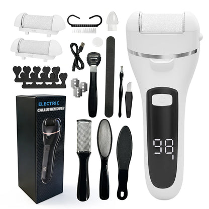 19-in-1 Portable USB Rechargeable Electric Callus Remover Pedicure Tool Set - Professional Foot Grinder Ideal Gift for Foot Care
