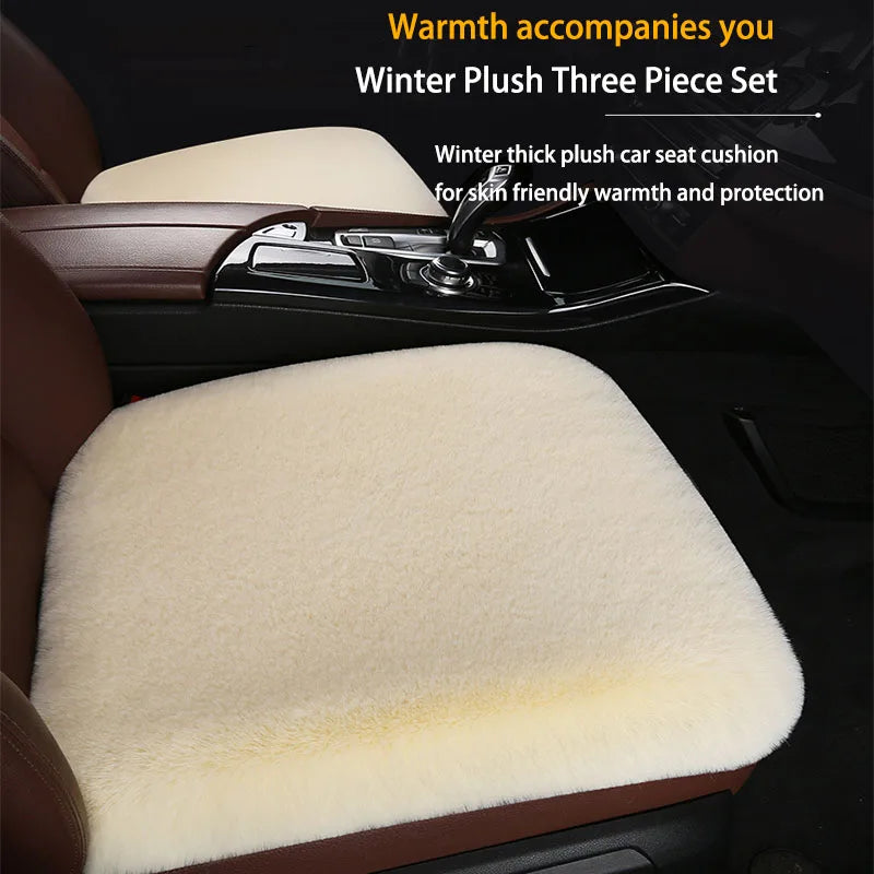 Winter Plush Rabbit Fur Car non-slip Seat Cushion Warmth Thickened Wool One Piece Square Cushion for Main Driver or Co-pilot