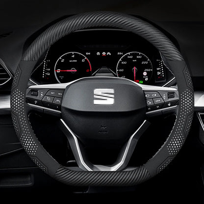 For SEAT Leon Ibiza FR 2 Ateca Arona Exeo Arosa Tarraco Mii Carbon fiber Suede Leather Car Steering Wheel Cover Auto Accessories