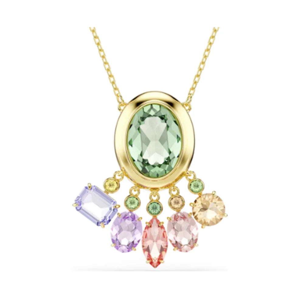 New shoe style inlaid mixed crystal interlocking rose gold pearl romantic heart-shaped necklace
