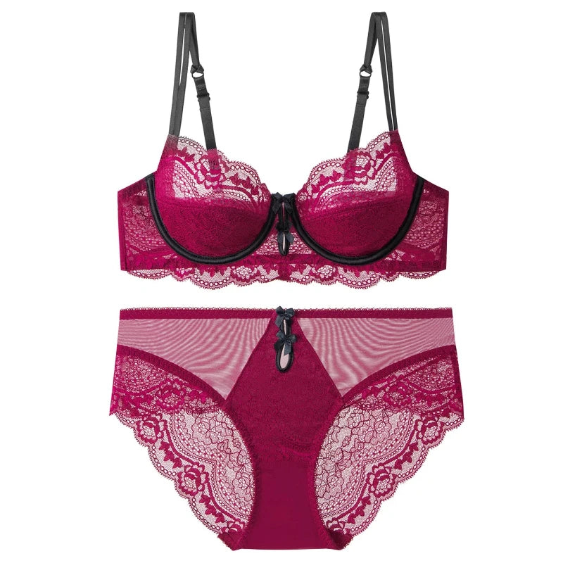 Plus Size Minimizer Bra Set DE Cup Large Bust Thin Cup Soft Underwire Anti Sagging No Show Breathable Daily Lingerie Underwear