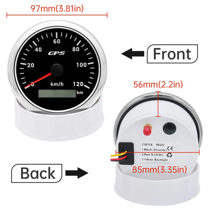 Universal 85MM GPS Speedometer Gauge 7 Color LED Backlight For Motorcycle Marine Boat Truck 60 Kmh 200 Kmh Speed Gauge Meter