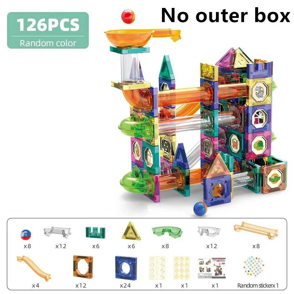 Educational Colorful Magnetic Sheet for Kids Toys with Slide Ball Building Blocks Pipe Magnet Splicing Track Puzzle Toy Window