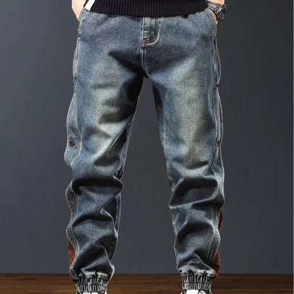 High end workwear jeans for men in autumn and winter, trendy brand, rugged and handsome pants, American style, personalized desi