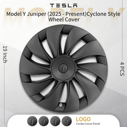 4PCS 19inch Asymmetrical Wheel Cap for Model Y Juniper 2025-2026 Cyclone Car Cap Automobile Wheel Cap Design for Tesla Hubcaps