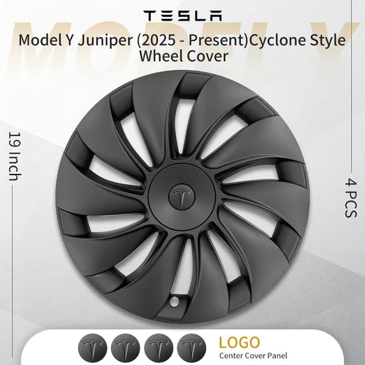 4PCS 19inch Asymmetrical Wheel Cap for Model Y Juniper 2025-2026 Cyclone Car Cap Automobile Wheel Cap Design for Tesla Hubcaps