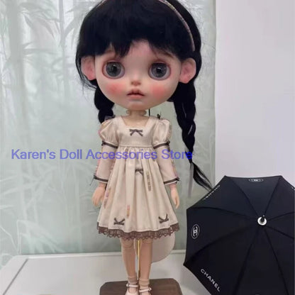 2026 new design 1pcs bow vintage retro style one-piece dress for landoudou/Blythe(Fit for Lulu,ymy24,Ob22,24,26,zone, Jenny)