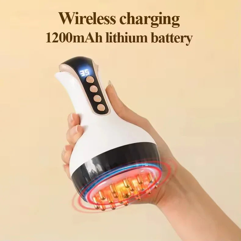 Portable Cupping Guasha Massager USB Rechargeable - Adjustable Intensity Hot Compress for Abdomen Arm Leg Deep Tissue Massage