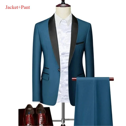 Men's Lapel Black Suit Set Coat Vest Trousers / Business Groomsmen Groom Wedding Dress Fprmal Blazer Pants
