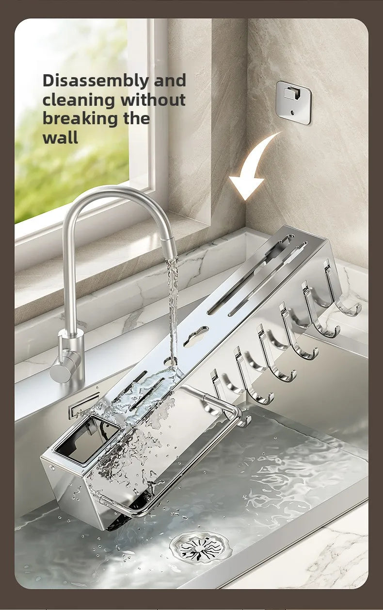 Stainless Steel Kitchen Knife Holder Wall Mounted No Drilling Multi-Function Chopsticks And Kitchen Knife Storage Rack