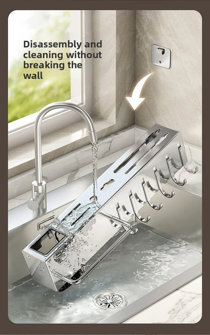 Stainless Steel Kitchen Knife Holder Wall Mounted No Drilling Multi-Function Chopsticks And Kitchen Knife Storage Rack