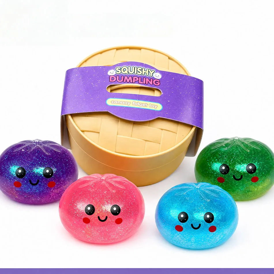 Mini Glitter Dumpling Squishy Toy with Box for Stress Relief 2026 Sensory Squeeze Toy Random Color