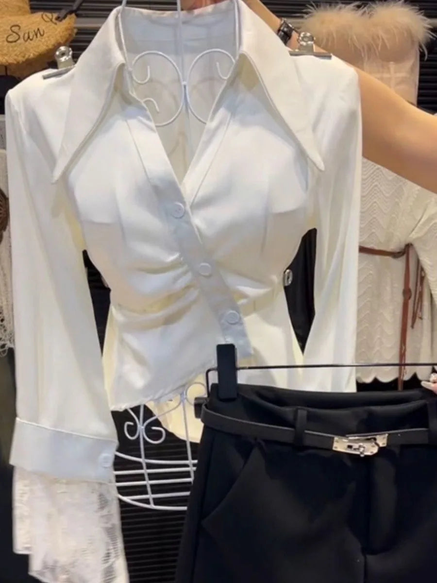Elegant V-Neck Long Sleeve Women's Shirt Inner Wear Top Stylish Design Autumn Winter Polished Personality Soft Temperament