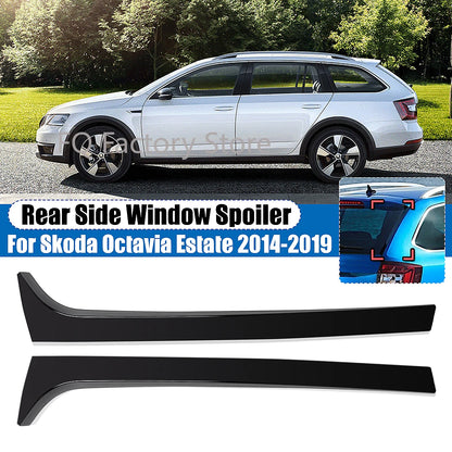 Gloss Black Pair Rear Side Window Canard Splitter For Skoda Octavia Estate 2014-2019 Replacement Rear Window Side Spoiler Wing