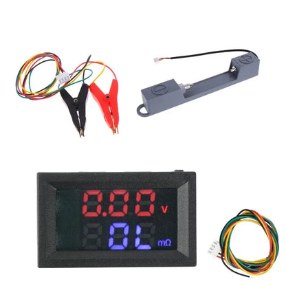 0.56 Inch Dual Digital Display Battery Voltmeter Resistor Tester Red Blue Display DC4-12V VR452 Internal Resistance Tester 1Set
