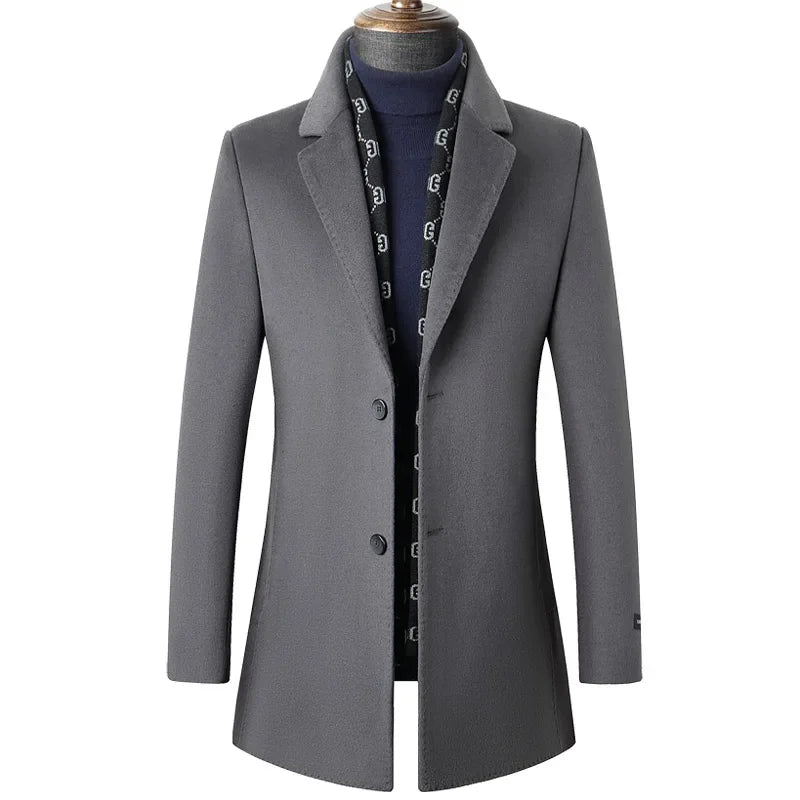 AYUNSUE Winter Coat for Men Medium Length Thick Warm Goose Down Inner Double-sided 70%Wool Trench Coat for Men's Jackets Abrigo