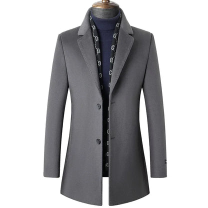 AYUNSUE Winter Coat for Men Medium Length Thick Warm Goose Down Inner Double-sided 70%Wool Trench Coat for Men's Jackets Abrigo