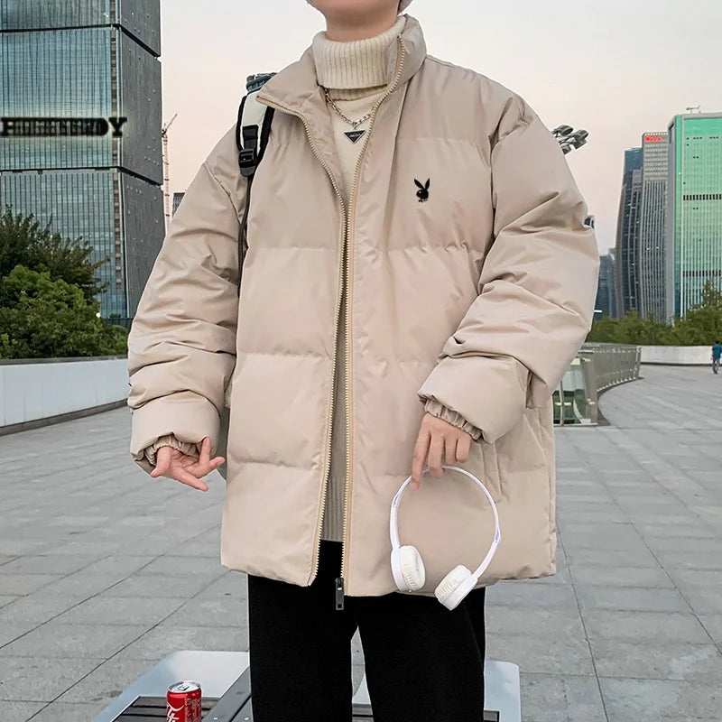 Men's Cotton Jacket 2024 New Winter Thickened Hooded down Cotton Padded Coat Fashionable Loose Style Urban Casual Wear