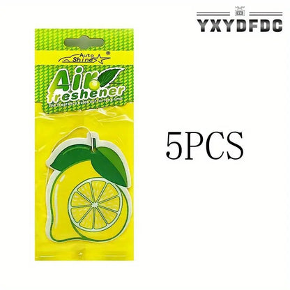 3-80pcs Fruit Car Air Freshener Natural Aromatherapy Tea Paper Hanging Perfume Vanilla Auto Parts Interior