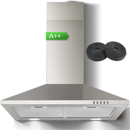 SNDOAS 60 cm Stainless Steel Wall Mounted Duted/Ductless A++ with Filters Led Light, 350m³/h 3 Speed range Hood