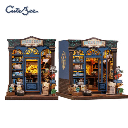 CUTEBEE Book Nook Kit 3D Wooden Puzzle DIY Bookend Insert Model Building Kit Laser Cut Precision Pieces for Home Decor Office