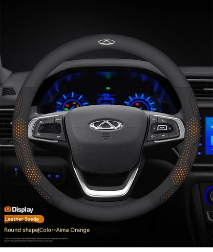 Chery Tiggo 3 4 5 7 7Pro 7 8 Plus Arrizo 7 GX 5x EQ7 Fulwin 2 A3 A5 Carbon fiber Suede Car Steering Wheel Cover Auto Accessories