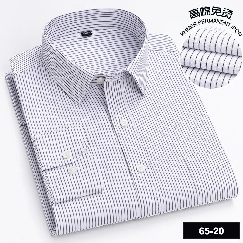 Men's High-quality Fashion Casual Print Plaid Stripe Long Sleeve Shirts Single Pocket Comfort Fit Business Formal Office Blouses