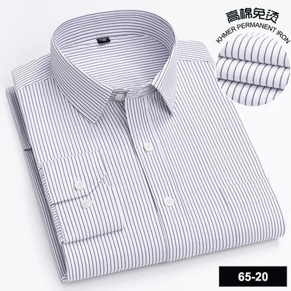 Men's High-quality Fashion Casual Print Plaid Stripe Long Sleeve Shirts Single Pocket Comfort Fit Business Formal Office Blouses