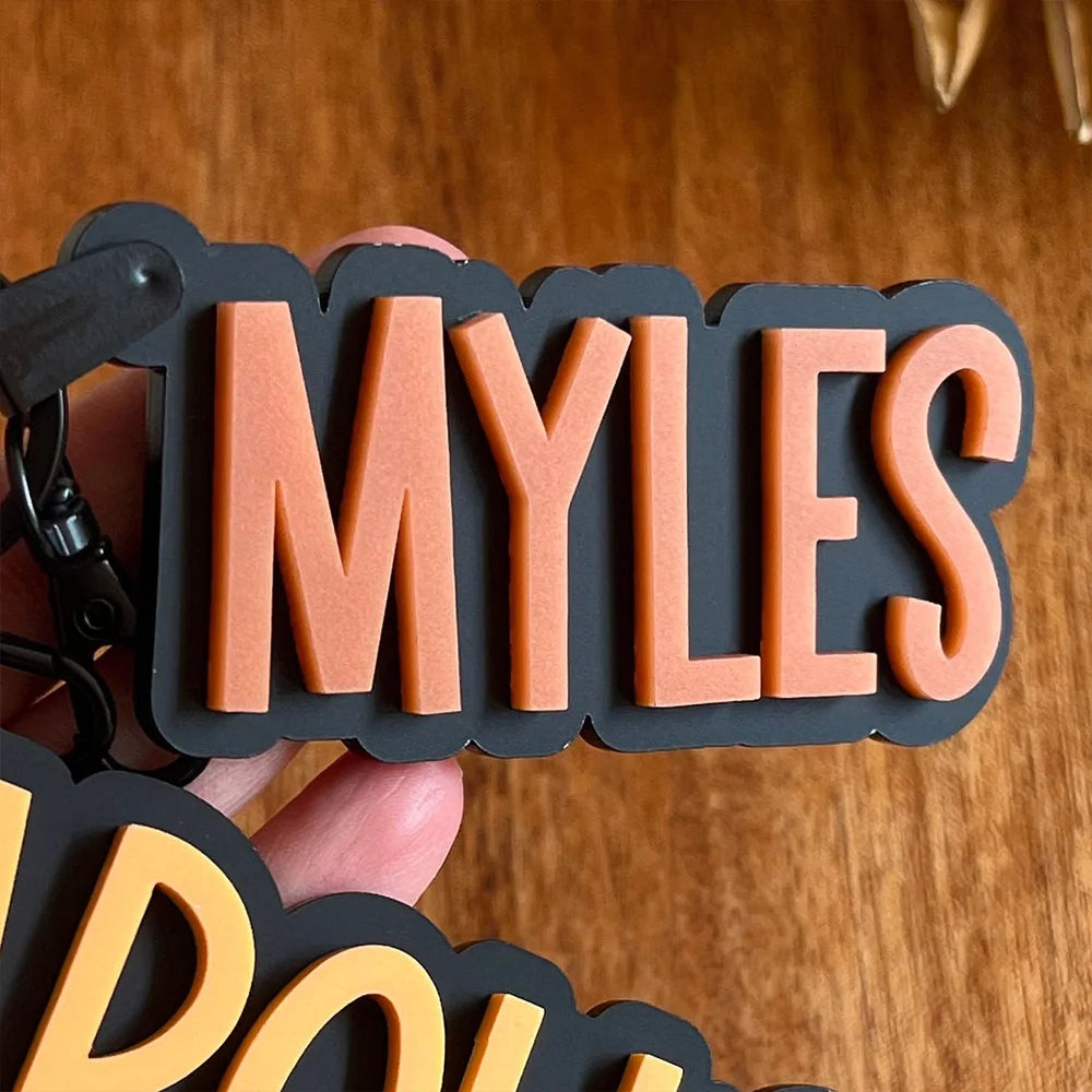 Custom Acrylic Fall/Winter Keychain // Matte Black Luggage Tag | Acrylic Name Tag | Key Ring | Personalized Keychain | Boys' Bac