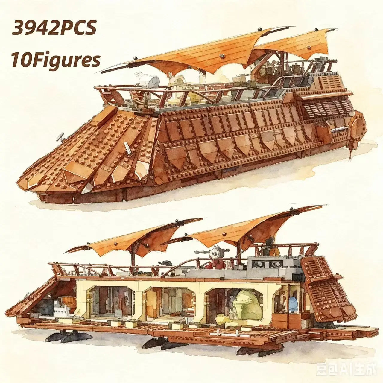 Starry Sky Yacht Sailboat  Building Blocks Sets Compatible with Legoed Particles Suitable for Christmas Gifts 3942pcs