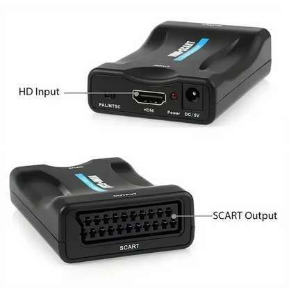 HDMI-compatible to SCART Video Audio Converter With Power Adapter For HDTV Sky Box DVD Television Signal 1080P Upscale Converter