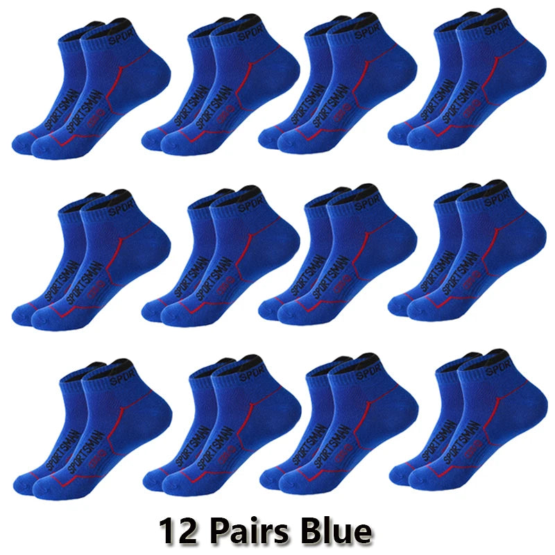 12 Pairs Summer Socks Men's Ankle Running Sports Socks Mesh Breathable Sweat Absorbent and Odor Fitness Low Cut Short Socks Thin