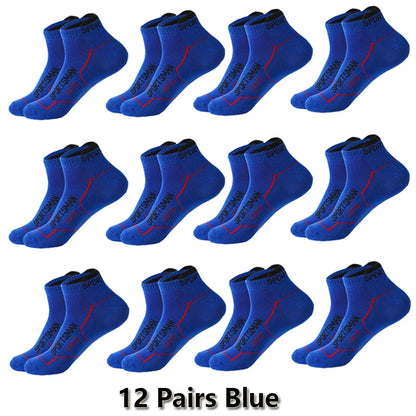 12 Pairs Summer Socks Men's Ankle Running Sports Socks Mesh Breathable Sweat Absorbent and Odor Fitness Low Cut Short Socks Thin