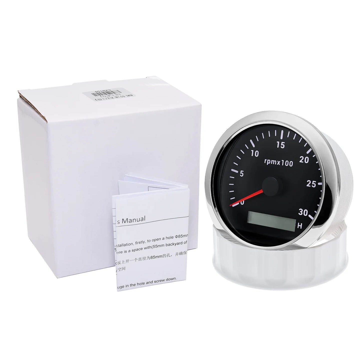 85MM Tachometer with LCD Hour Meter For Marine Boat Car RPM Gauge 8000rpm 6000rpm RPM Meter Tach Gauge 7 Colors LED Backlight