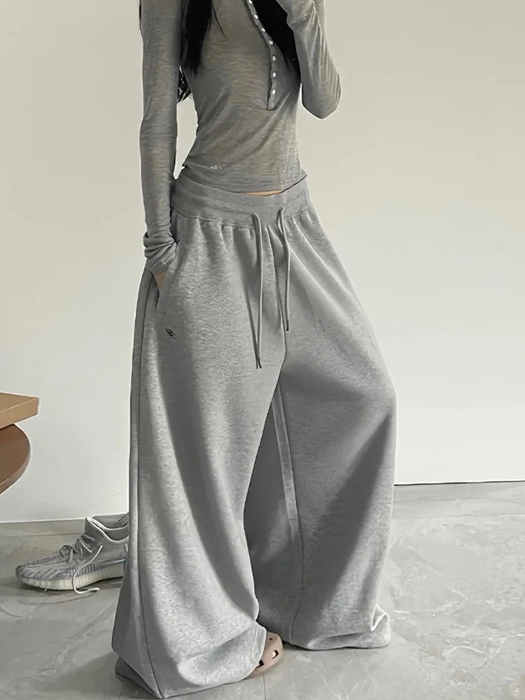 American Style Lazy Girl Sports Pants Women High Waist Loose Slimming Casual Wide Leg Pants Fall New Arrival Small Size