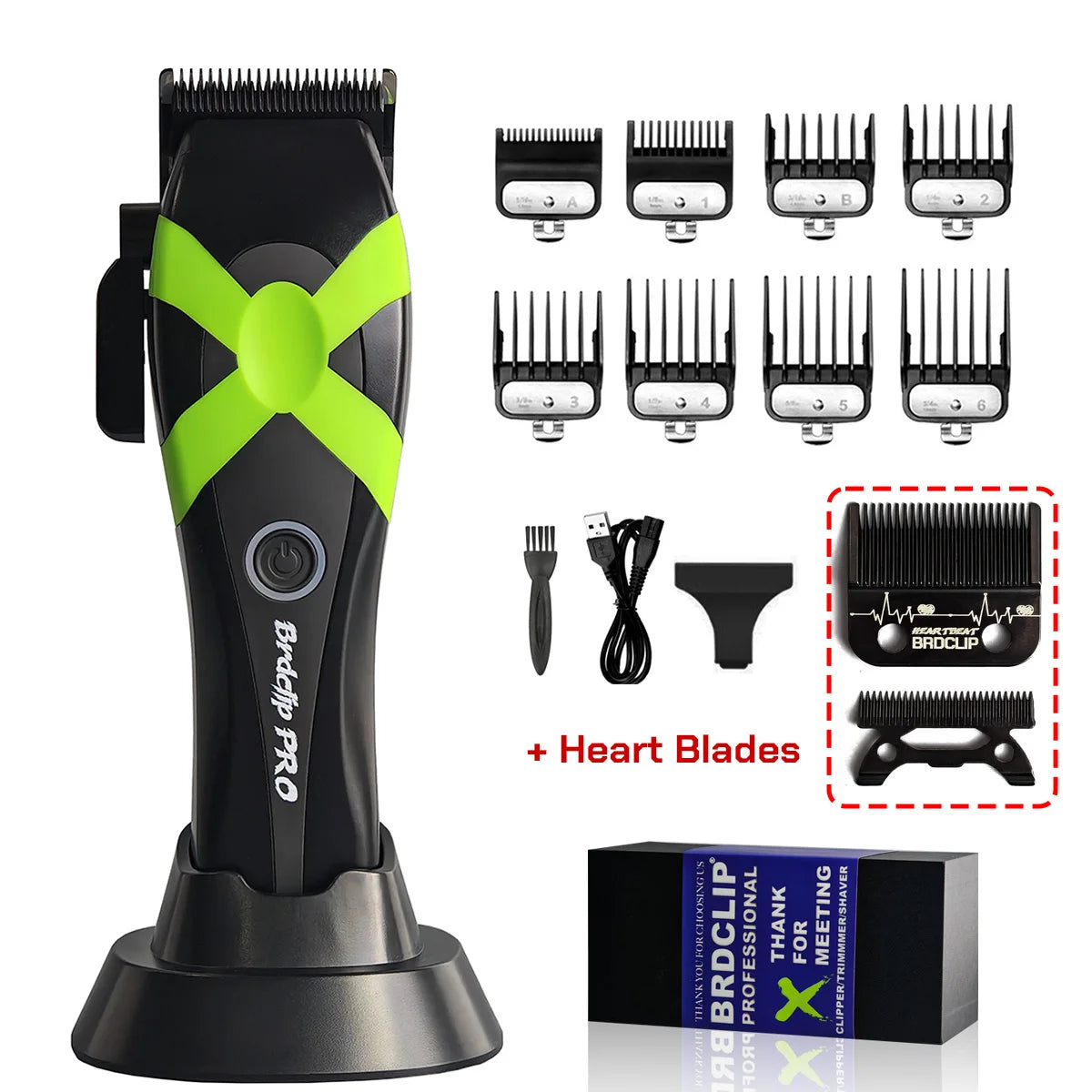 New Professional BRDCLIP M3C 8800RPM High Motor Hair Clipper DLC Blade Barber with Base 4500mAh Hair Cutting Machine Men Trimmer