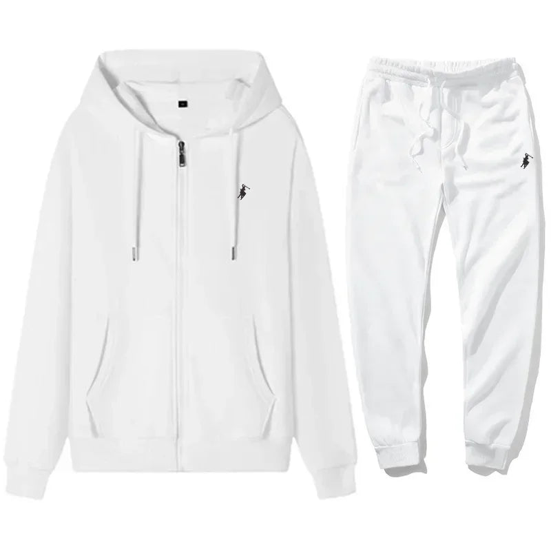 New Men's Autumn and Winter Classic Hoodie and Sweatpants, Suitable for Leisure Fitness, Warm Sports Set