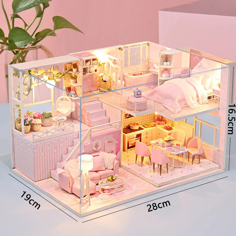 DIY Doll Houses Kits 3D Wooden Puzzles Mini Doll House Assembly Building Furniture Handmade Toys For Xmas Birthday Gifts