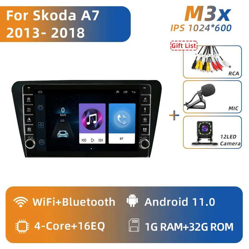 Jundof 2 Din Android 13 Car Radio For Skoda Octavia 3 A7 2013-2018 Multimedia Video Player 4G WiFi Navigation Carplay Head unit