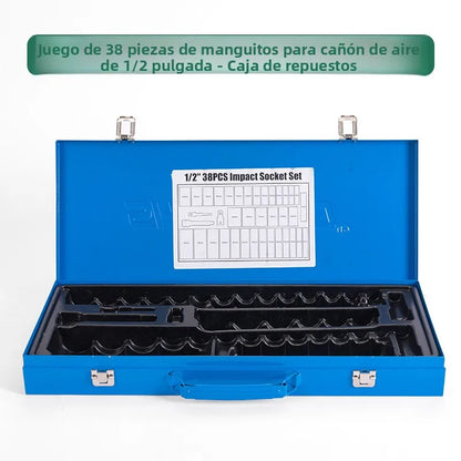 38pcs 1/2 Drive Heavy Duty Hex Socket Set, Long Sockets  Garage Maintenance