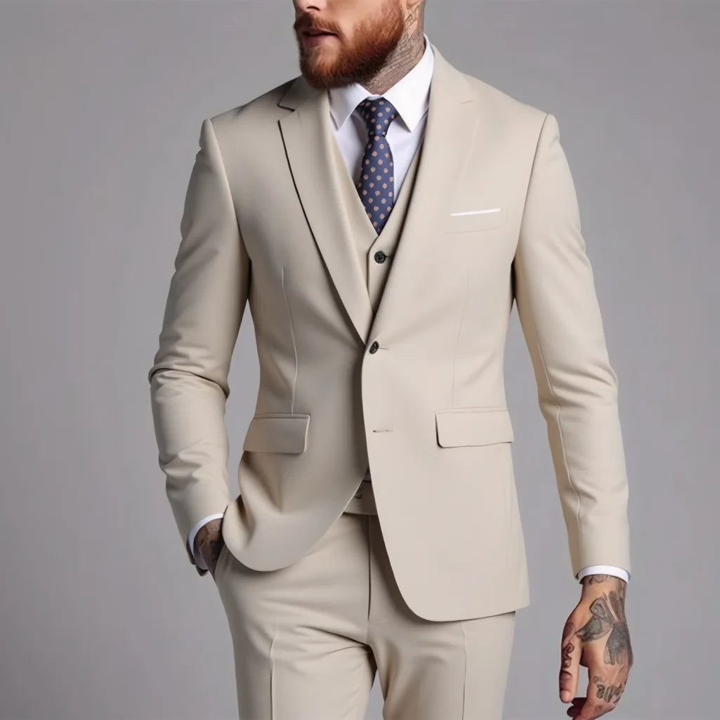 Four Seasons Single Breasted Business Suit for Men Stylish and Comfortable Office Wear