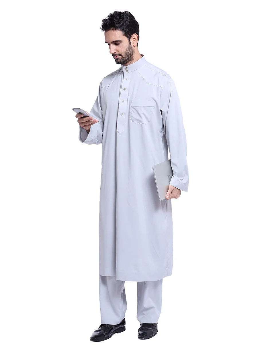 Islamic Men's Robe Set - Full Length Jumpsuit Suitable for Daily Prayer Moderate Cultural Attire for Community Travel