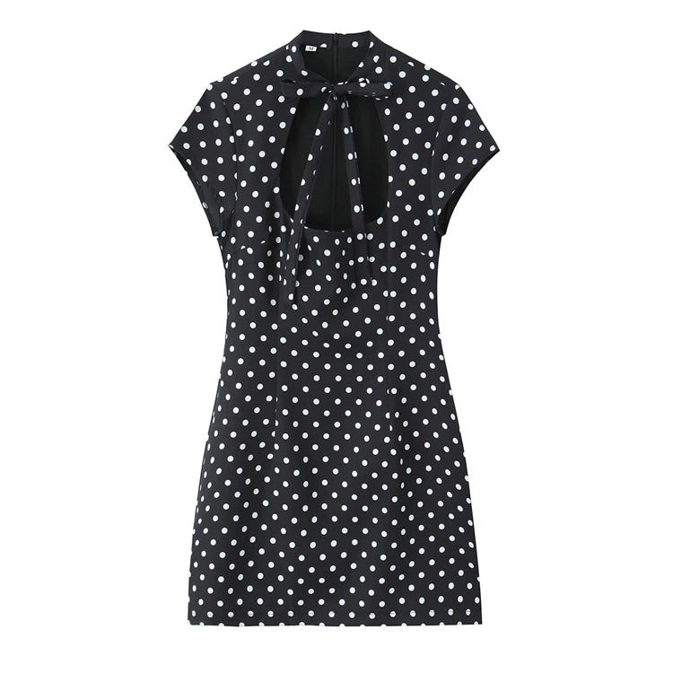 Elegant Short Sleeve Square Collar  Knot Decorated Dress ZA2026 New Summer Women's Fashion Company Annual Meeting