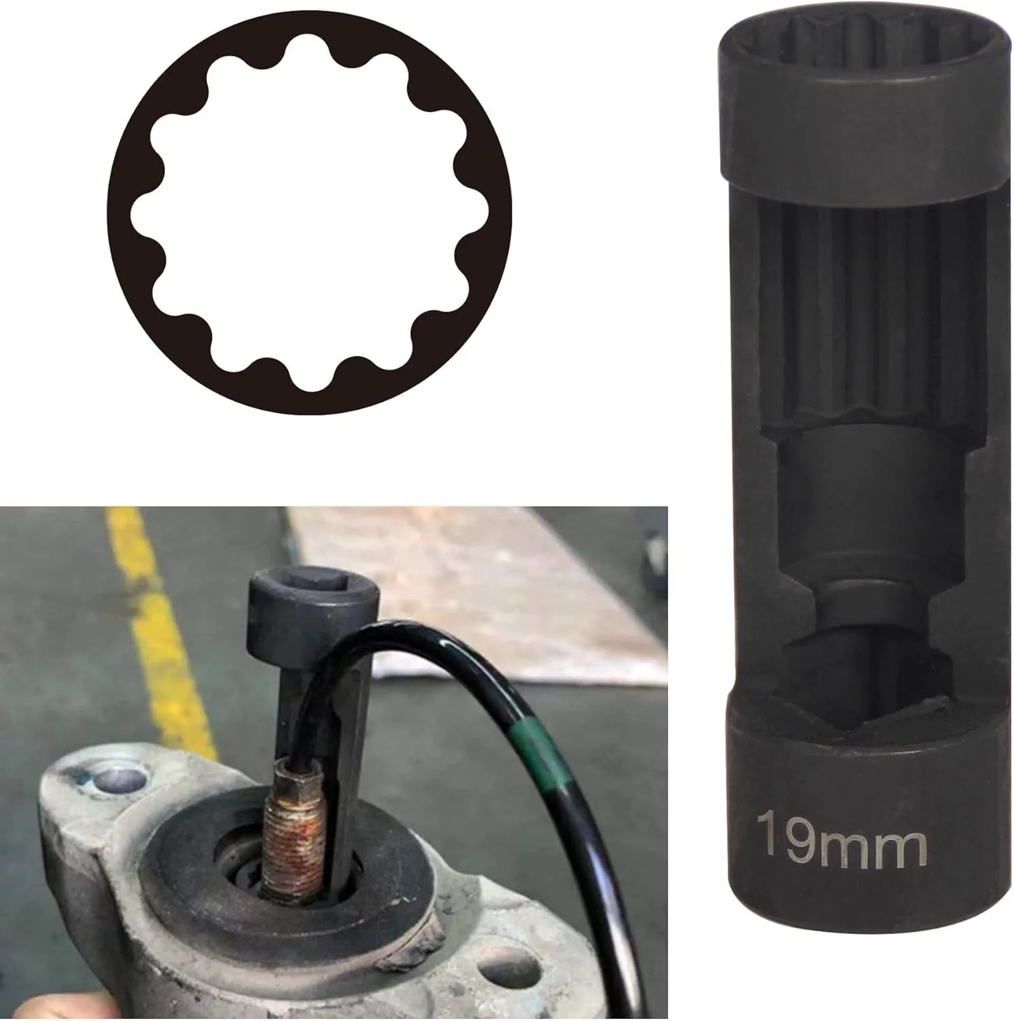 Automotive 1/2 Inch Drive 12 Point Suspension Strut Socket Tool 16-24mm Shock Absorber Nut Remover for Car Auto Repair Hand Tool