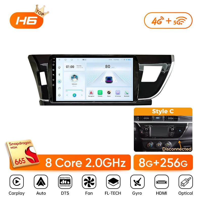Ainavi Car Multimedia Player For Toyota Corolla 11 2012 2013 2014 2015 2016 E170 E180 wireless Carplay Android Auto 4G Wifi 2din